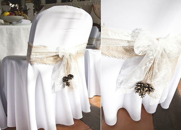 Оформление стульев для свадьбы бантами